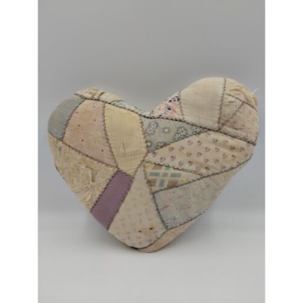 Cutter Heart Quilt Pillow Handmade Handstitched 12" Heart Primitive Vintage
